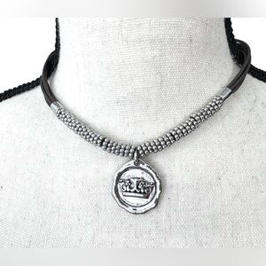 🤎Cookie Lee Silver Tone & Faux Leather Choker Necklace